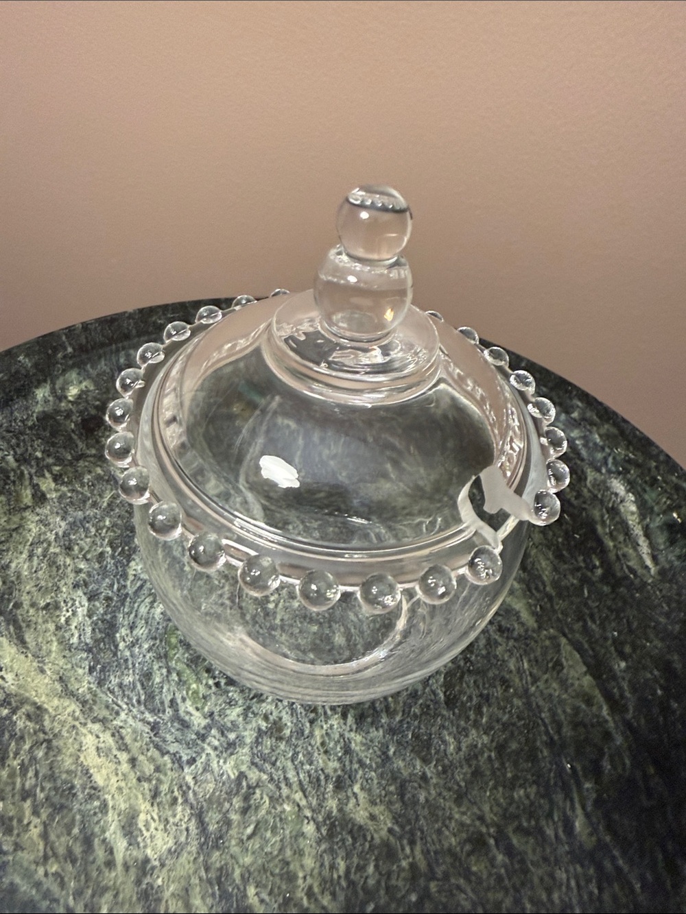 Vintage Candlewick Sugar Bowl or Marmalade jar - slotted for spoon- not included